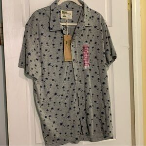 NWT Kahuna Bay by Visitor Men’s XXL Short Sleeve Knit Buttoned Shirt Gray/Navy